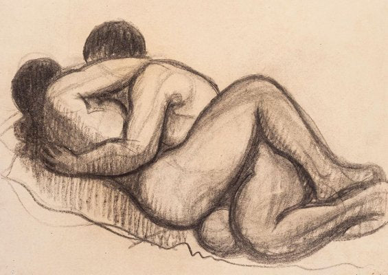 Lovers - Original Charcoal Drawing - 1950 ca. 1950 ca.-ZCI-762826