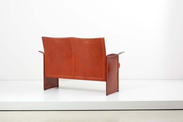 Loveseat and Chair in Dark Cognac Leather by Tito Agnoli for Matteo Grasse, Italy, Set of 2-SFD-810591