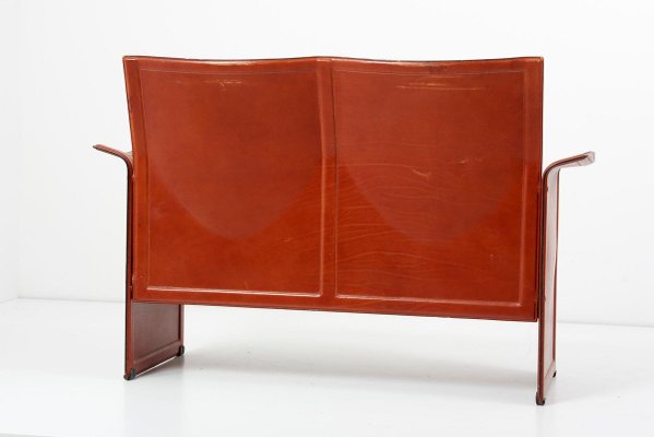 Loveseat and Chair in Dark Cognac Leather by Tito Agnoli for Matteo Grasse, Italy, Set of 2-SFD-810591