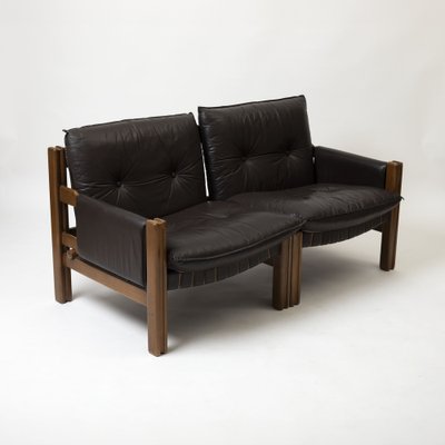 Loveseat in Brown Leather by Ton, Czechoslovakia, 1980s-IVW-2036197