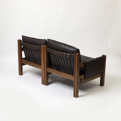 Loveseat in Brown Leather by Ton, Czechoslovakia, 1980s-IVW-2036197