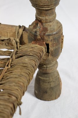 Low 2-Seater Cedar Chair, Nuristan, Afghanistan, 1890s-UZN-1427914