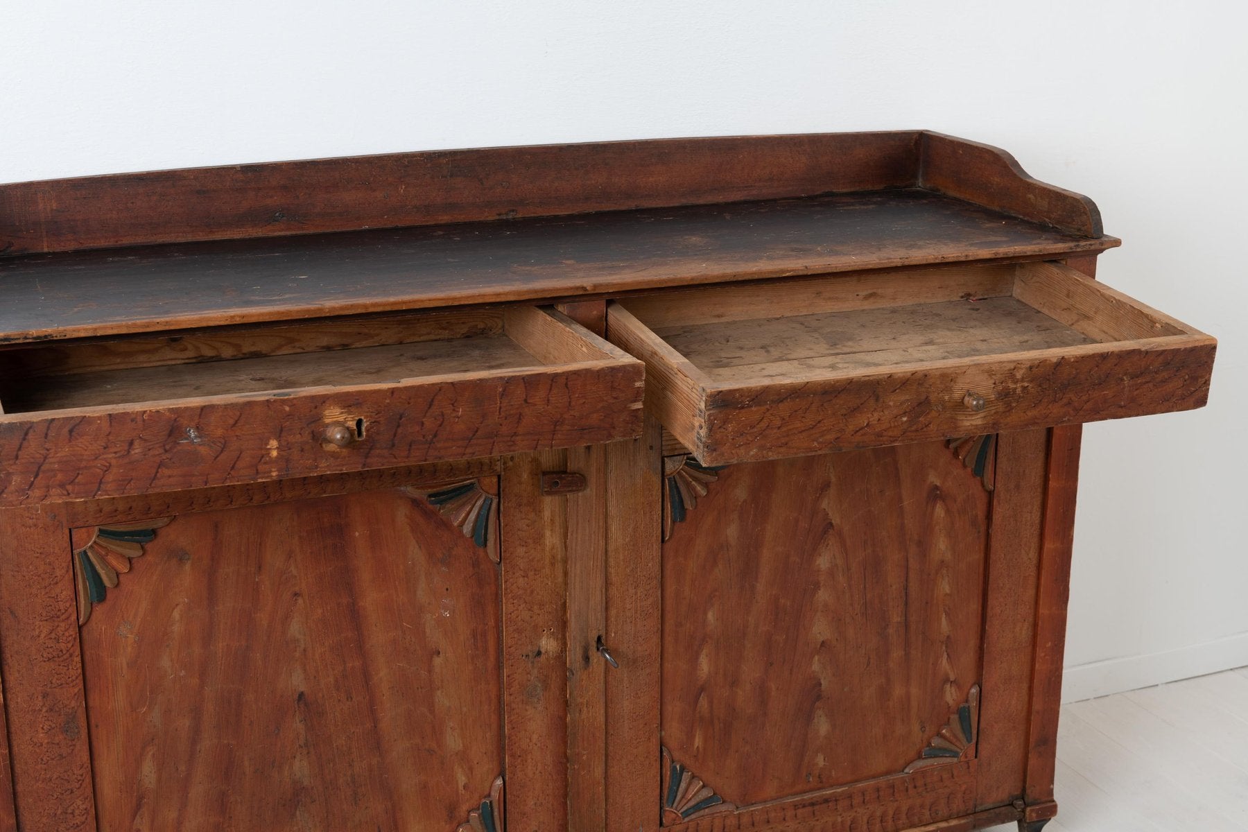 Low and Wide Red Swedish Sideboard