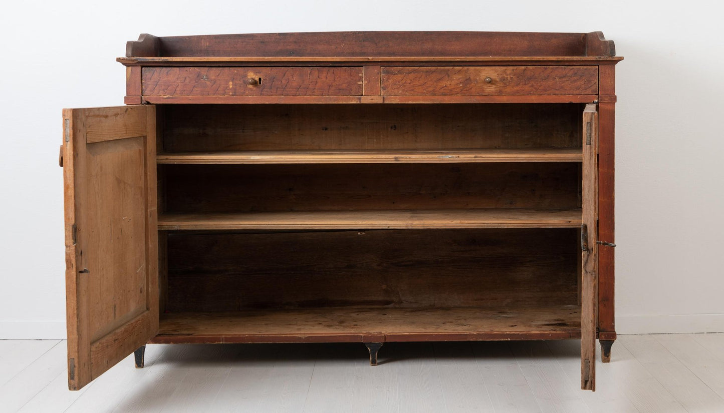 Low and Wide Red Swedish Sideboard