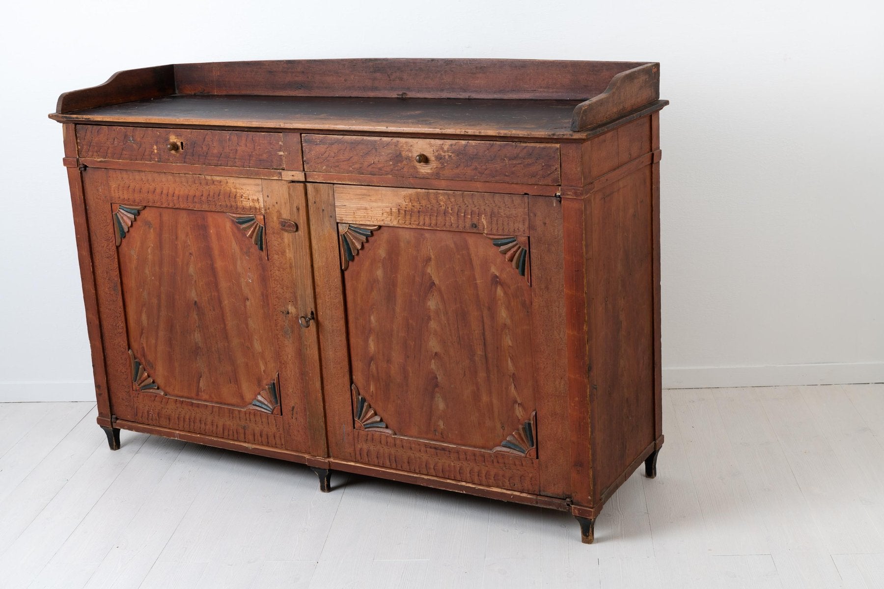 Low and Wide Red Swedish Sideboard