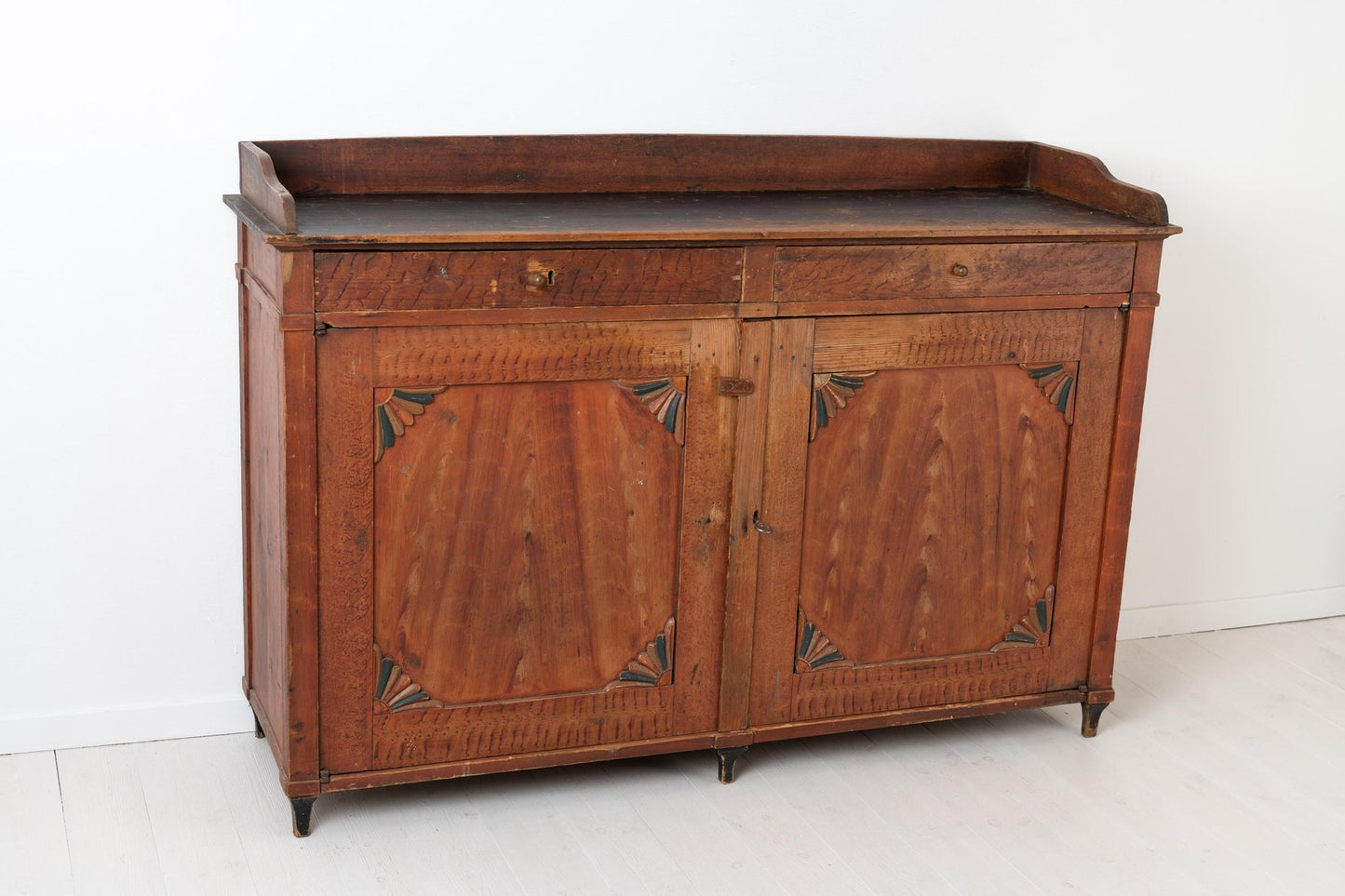 Low and Wide Red Swedish Sideboard