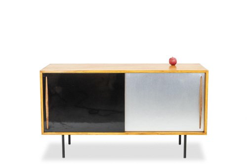 Low Ash Sideboard with Sliding Doors, 1960s