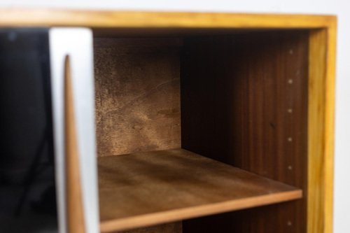 Low Ash Sideboard with Sliding Doors, 1960s