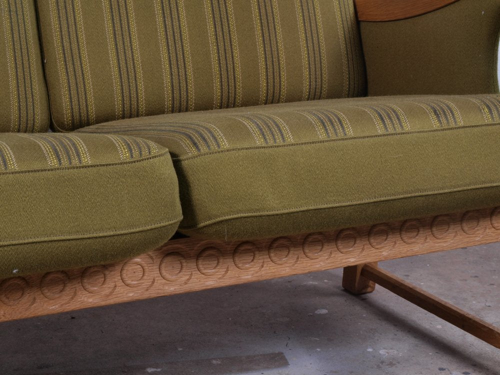 Low Back 3-Seater Sofa in Oak attributed to Henning Kjærnulf, 1960s