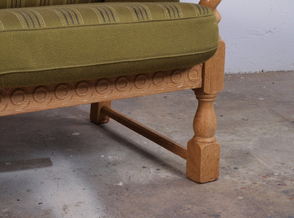 Low Back 3-Seater Sofa in Oak attributed to Henning Kjærnulf, 1960s