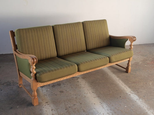 Low Back 3-Seater Sofa in Oak attributed to Henning Kjærnulf, 1960s