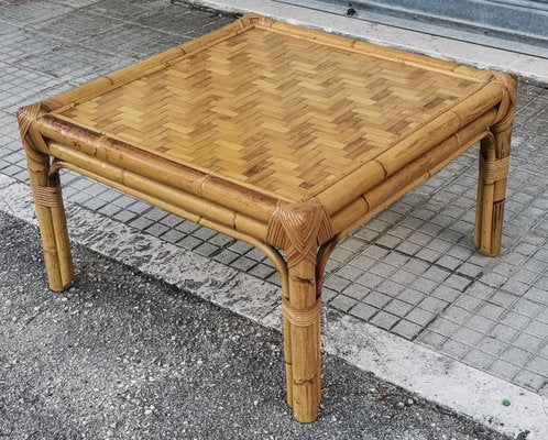 Low Bamboo Coffee Table, 1960s-RAQ-1418514