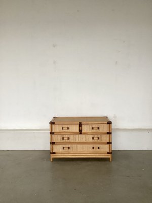 Low Chest of Drawers in Bamboo and Rattan, 1970s-SU-1756874