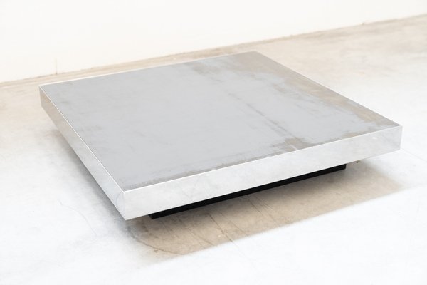 Low Coffee Table in Stainless Steel and Glass by Ausenda, 1970s-KNM-1741716