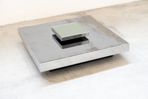 Low Coffee Table in Stainless Steel and Glass by Ausenda, 1970s-KNM-1741716