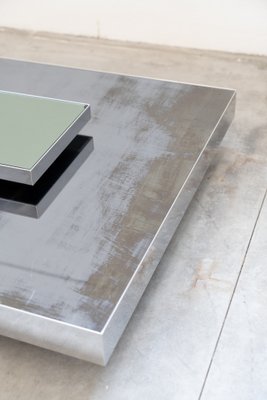 Low Coffee Table in Stainless Steel and Glass by Ausenda, 1970s-KNM-1741716