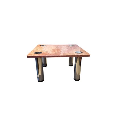 Low Coffee Table with Marble Top and Chromed Steel Legs-ZFY-1361149