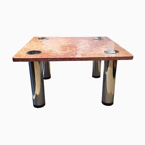 Low Coffee Table with Marble Top and Chromed Steel Legs-ZFY-1361149