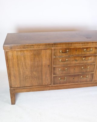 Low Danish Sideboard in Rosewood with Brass Handles, 1950s-UY-1724404