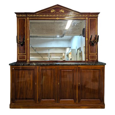 Low Mahogany Buffet with Mirror, Set of 2-HLV-1783933