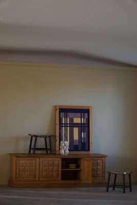 Low Mid-Century Danish Rectangular Brutalist Sideboard in Oak, 1950s-MXF-2041647