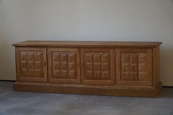 Low Mid-Century Danish Rectangular Brutalist Sideboard in Oak, 1950s-MXF-2041647