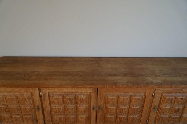 Low Mid-Century Danish Rectangular Brutalist Sideboard in Oak, 1950s-MXF-2041647