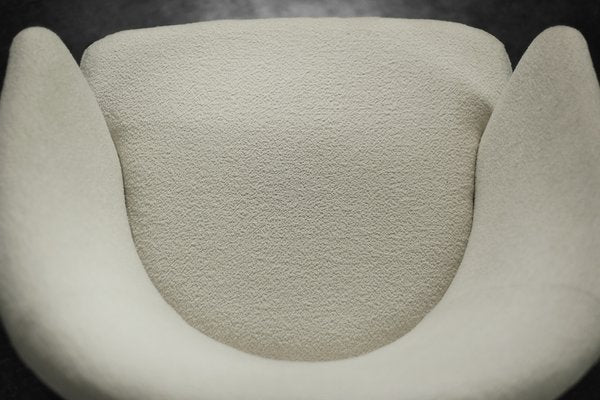 Low Mid-Century Scandinavian Modern Oak & Fabric Armchair with Rounded Backrest, 1960s-ZAA-1741492