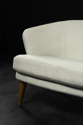 Low Mid-Century Scandinavian Modern Oak & Fabric Armchair with Rounded Backrest, 1960s-ZAA-1741492