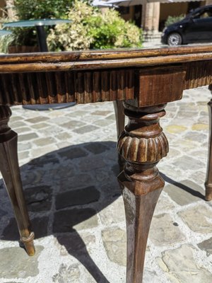 Low Oval Table in Finely Carved Walnut, 1950s-ZFY-1731584