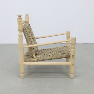 Low Rope Chair in Natural Teak attributed to Adrien Audoux & Frida Minet, 1970s-RZV-2043083