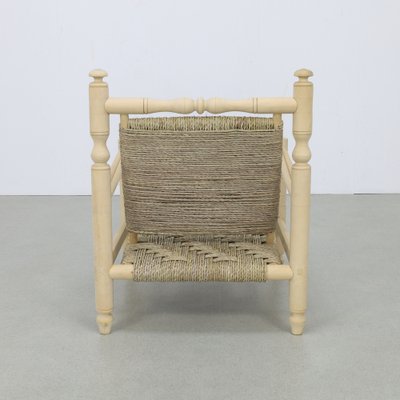 Low Rope Chair in Natural Teak attributed to Adrien Audoux & Frida Minet, 1970s-RZV-2043083