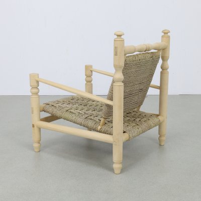 Low Rope Chair in Natural Teak attributed to Adrien Audoux & Frida Minet, 1970s-RZV-2043083