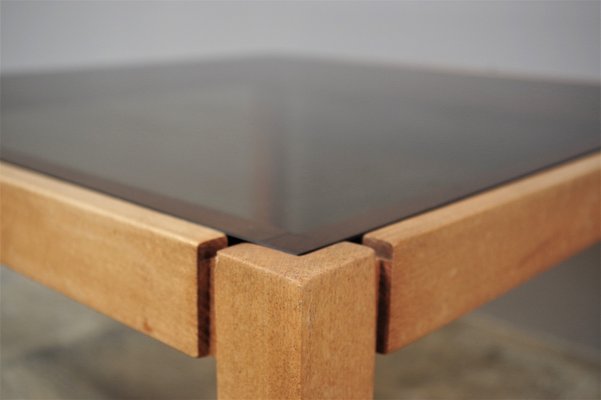 Low Side or Coffee Table with Tempered Smoked Glass Top, 1980s