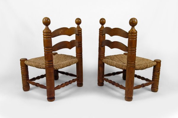 Low Straw Chairs attributed to Charles Dudouyt, France, 1940s, Set of 2-XNH-1804642