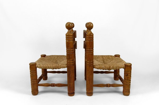 Low Straw Chairs attributed to Charles Dudouyt, France, 1940s, Set of 2-XNH-1804642