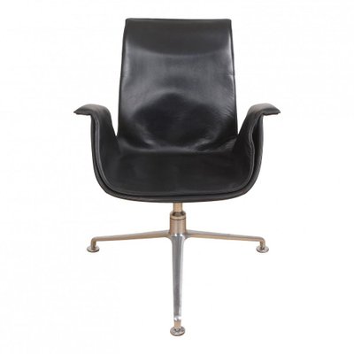 Low Tulip Chair in Black Patinated Leather by Fabricius and Kastholm-MTD-1400487