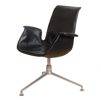 Low Tulip Chair in Black Patinated Leather by Fabricius and Kastholm-MTD-1400487