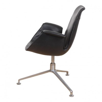 Low Tulip Chair in Black Patinated Leather by Fabricius and Kastholm-MTD-1400487