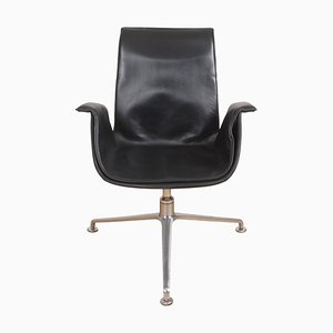 Low Tulip Chair in Black Patinated Leather by Fabricius and Kastholm-MTD-1400487