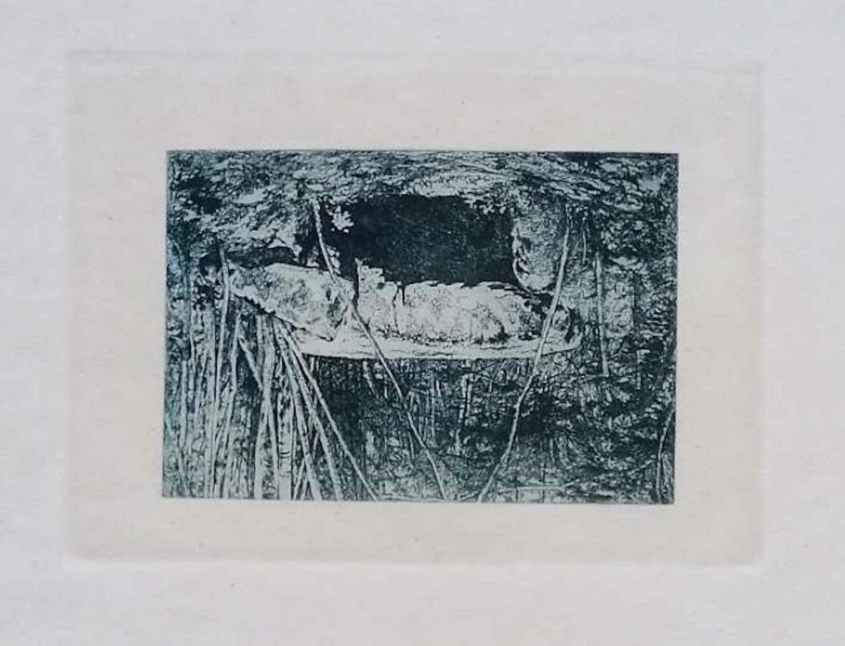 Luca Beltrami - Fontainebleau Forest - Original Etching - 1877