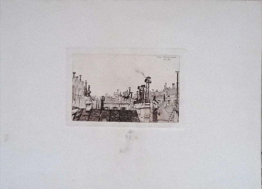 Luca Beltrami, Paris: from my Window, Etching on Cardboard, 1876