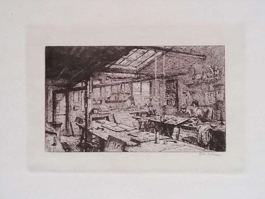 Luca Beltrami - Paris, L'atelier Pascal - Original Etching on Cardboard - 1877