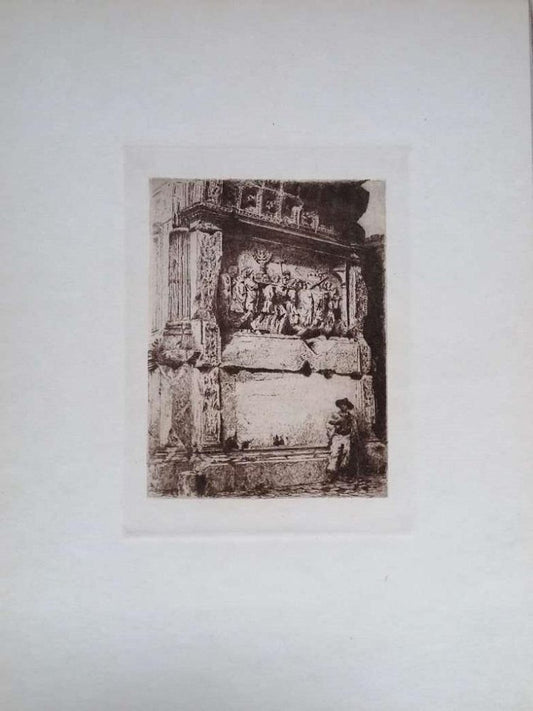 Luca Beltrami, Rome, Arch of Titus, Etching on Cardboard, 1878