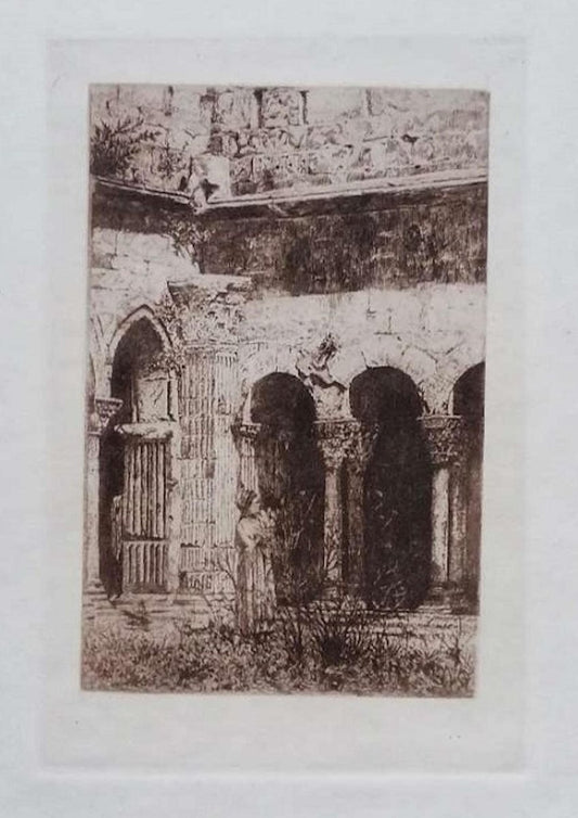 Luca Beltrami - St-trophime Cloister - Original Etching on Cardboard - 1877