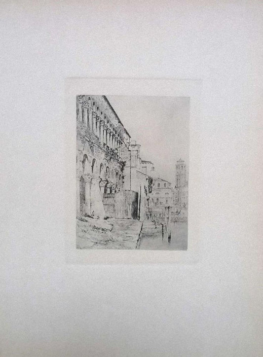 Luca Beltrami, Venice, il Fondaco dei Turchi, Etching, 1877