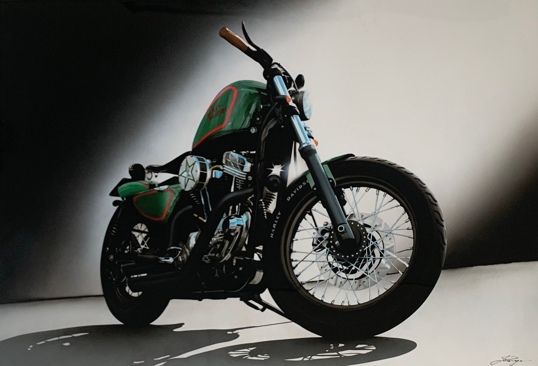 Luca Pagani, Harley Davidson 883 Custom, Acrylic on Aluminum, 2008