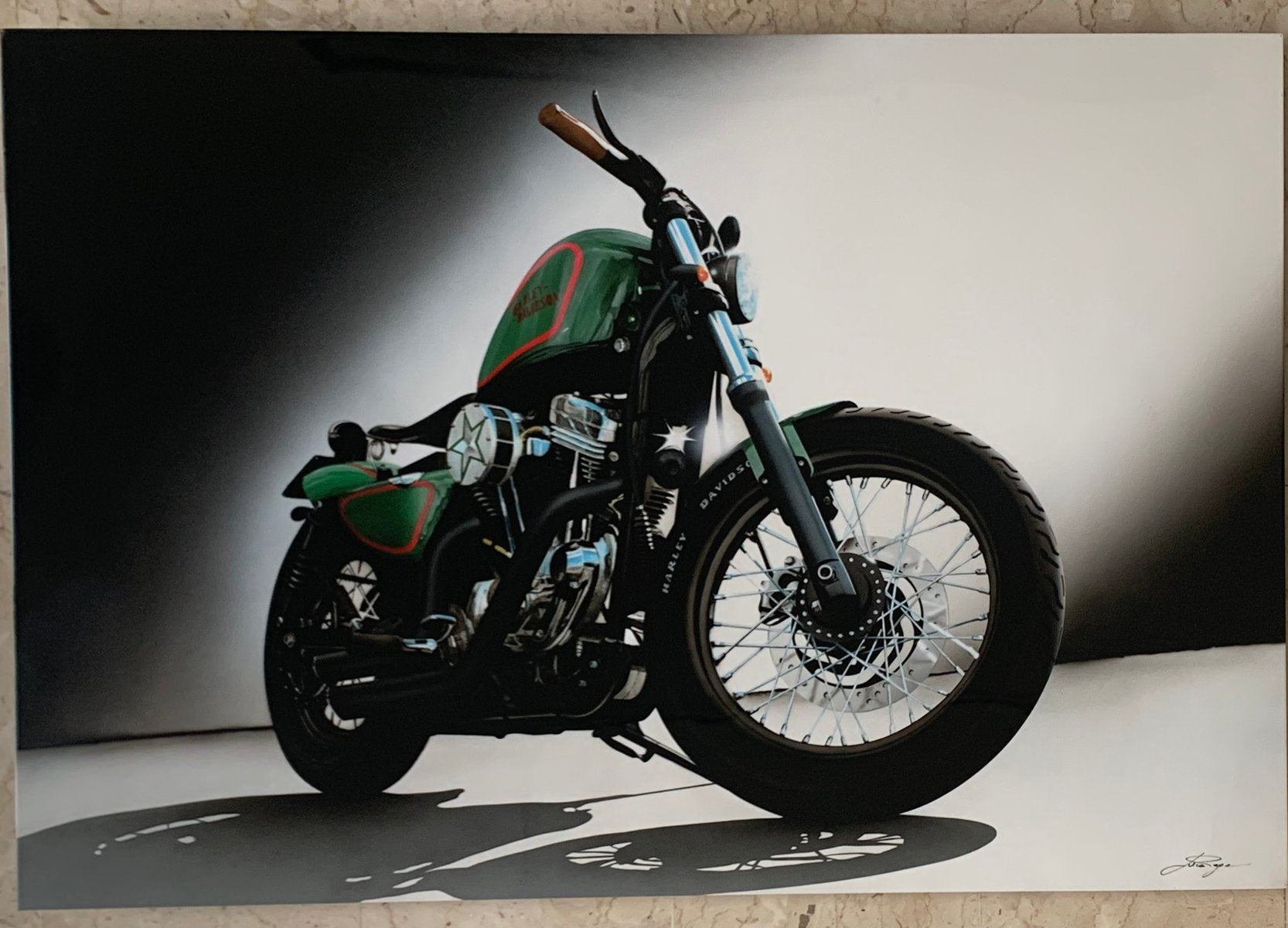 Luca Pagani, Harley Davidson 883 Custom, Acrylic on Aluminum, 2008