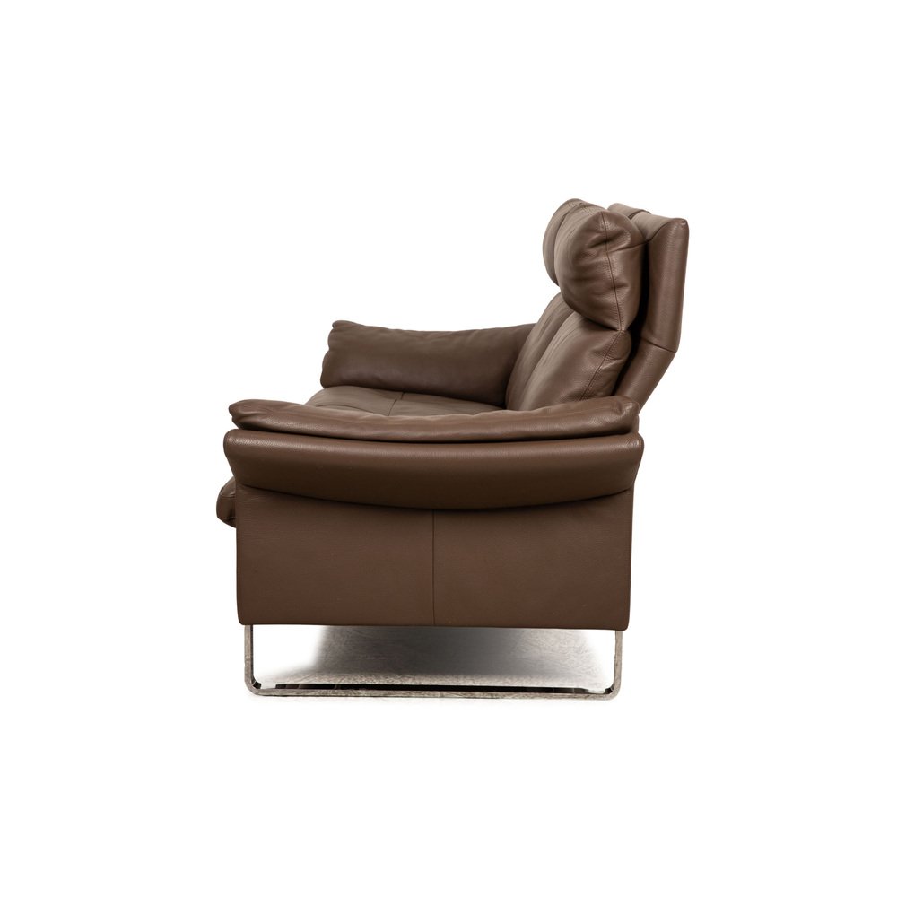 Lucca Leather Three-Seater Brown Sofa from Erpo