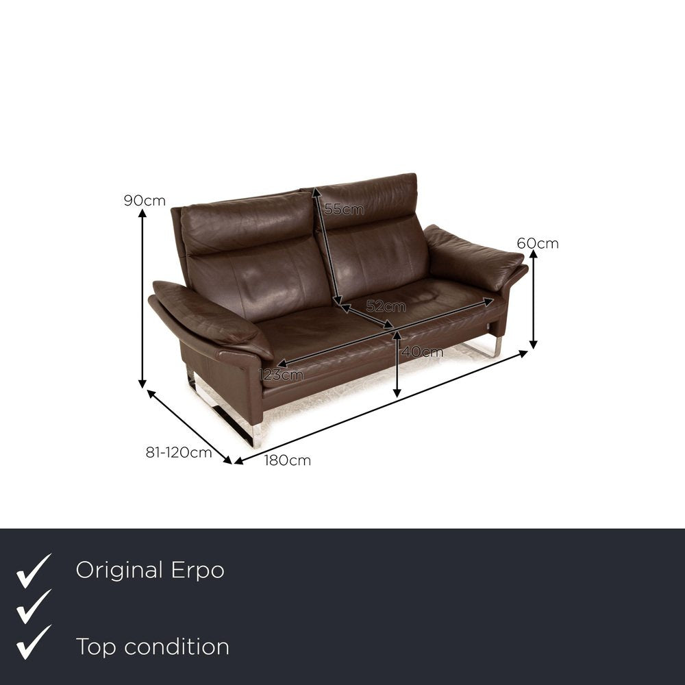 Lucca Leather Two Seater Brown Sofa from Erpo